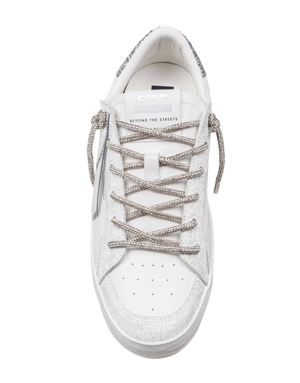 Crime London Crime deluxe heel sneakers in leather and suede color white and silver Wit