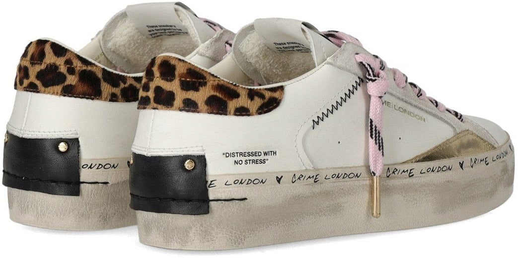Crime London CRIME LONDON DISTRESSED PLATFORM SNEAKER Wit