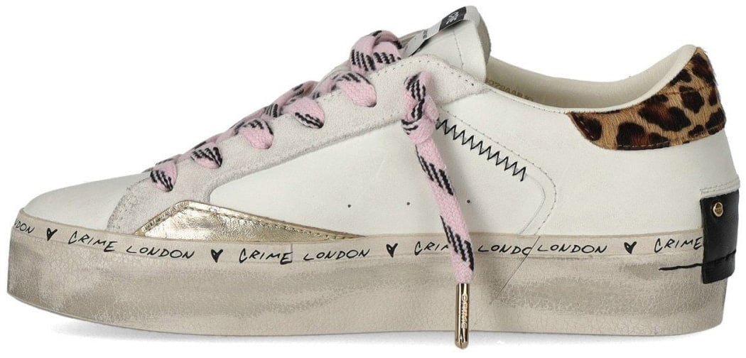 Crime London CRIME LONDON DISTRESSED PLATFORM SNEAKER Wit