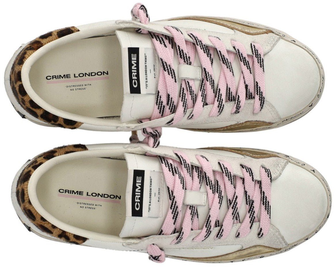 Crime London CRIME LONDON DISTRESSED PLATFORM SNEAKER Wit