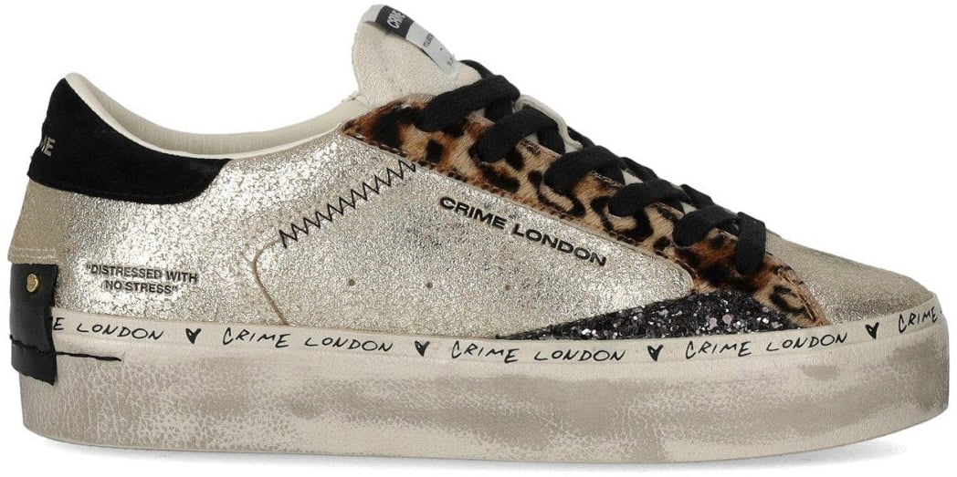 Crime London CRIME LONDON DISTRESSED PLATFORM SNEAKER Goud