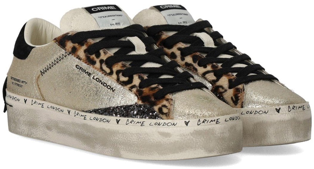 Crime London CRIME LONDON DISTRESSED PLATFORM SNEAKER Goud