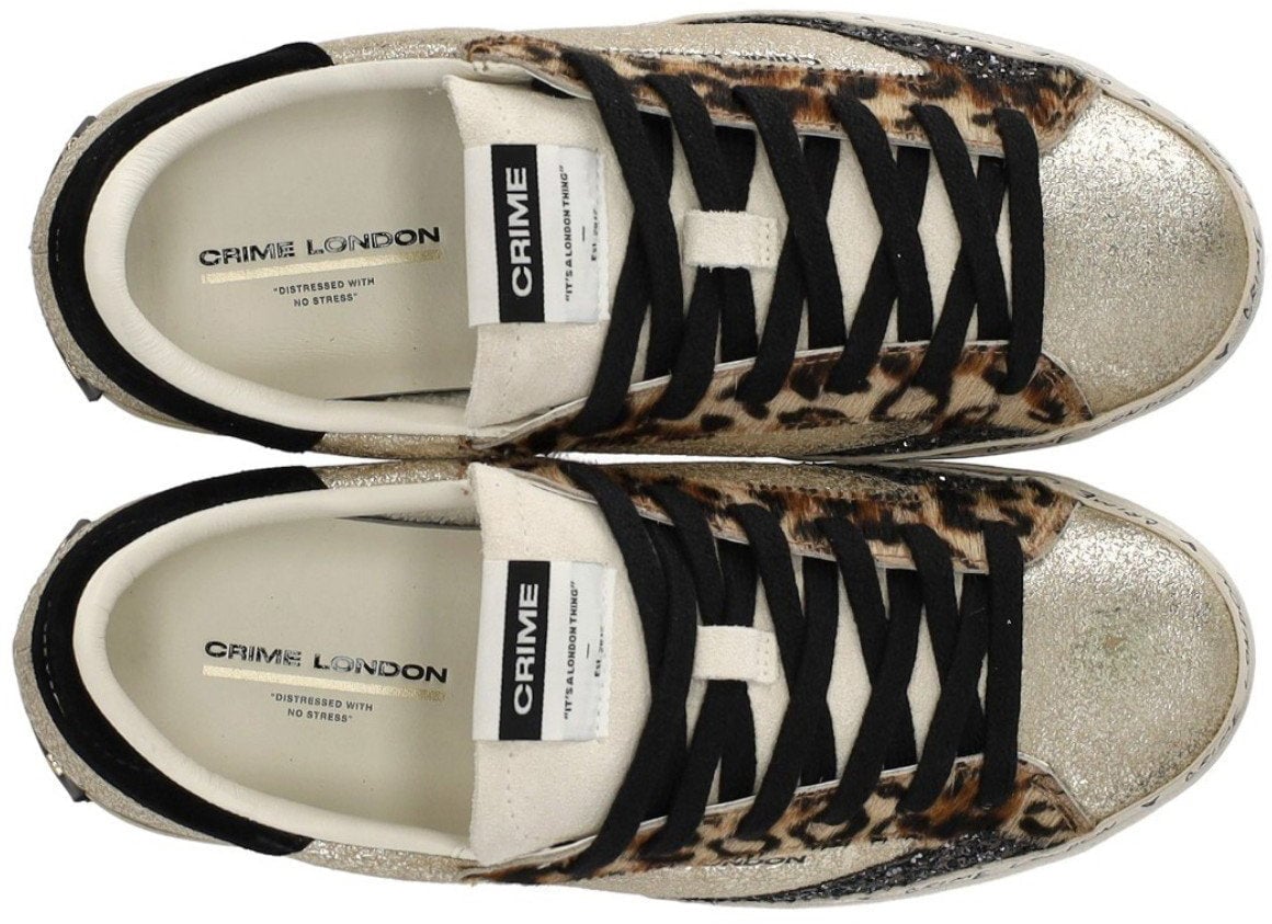 Crime London CRIME LONDON DISTRESSED PLATFORM SNEAKER Goud