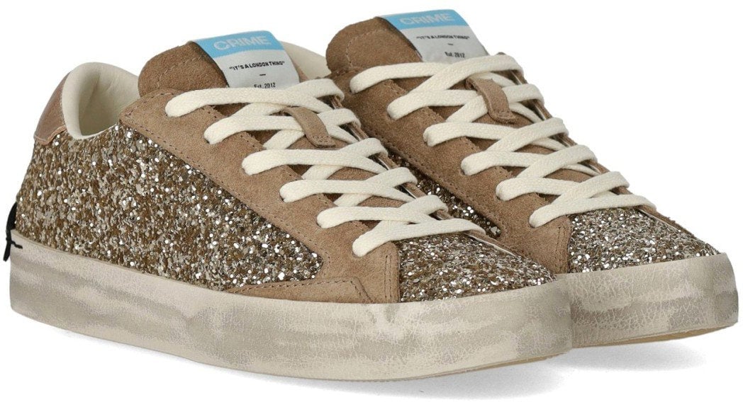 Crime London CRIME LONDON DISTRESSED GLITTER SNEAKER Goud
