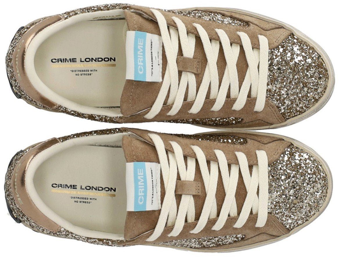 Crime London CRIME LONDON DISTRESSED GLITTER SNEAKER Goud