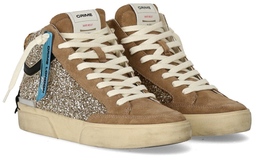 Crime London CRIME LONDON SK8 RECUT HIGH SNEAKER Beige