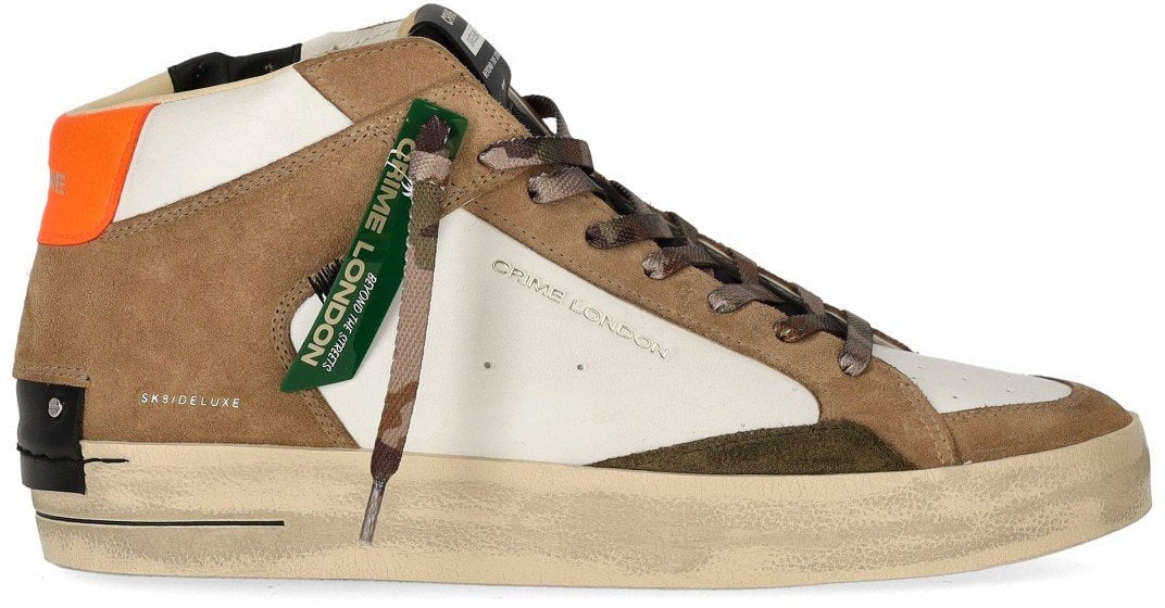 Crime London CRIME LONDON SK8 DELUXE MID AND WHITE SNEAKER Beige