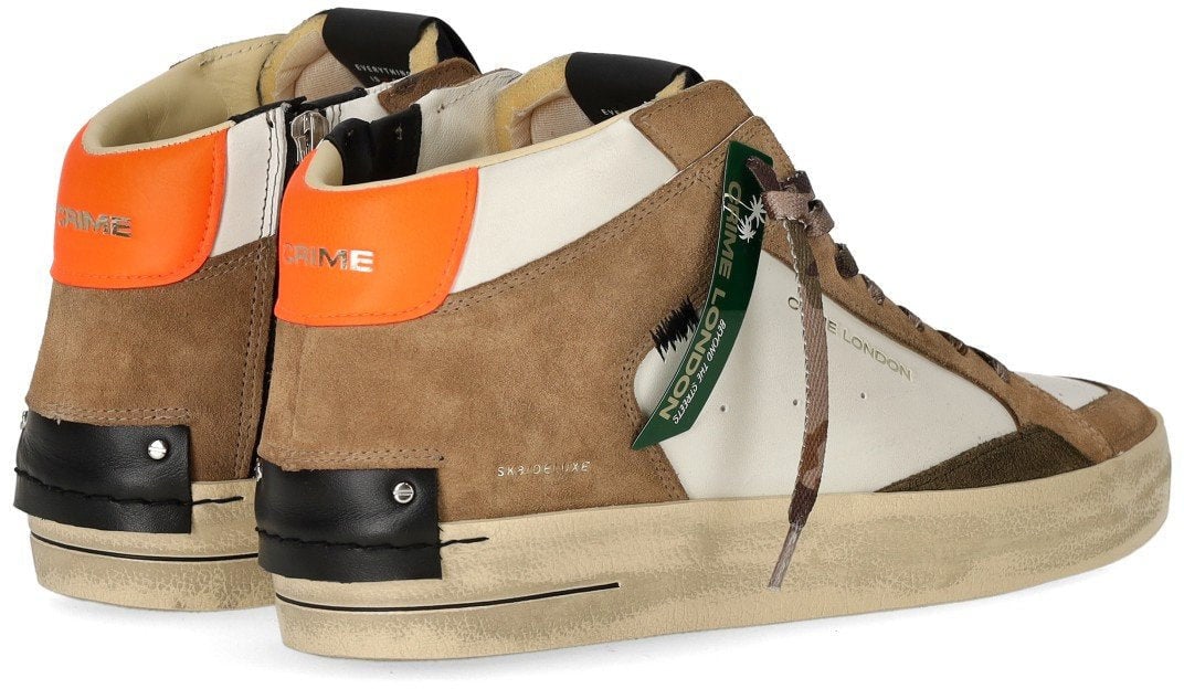 Crime London CRIME LONDON SK8 DELUXE MID AND WHITE SNEAKER Beige