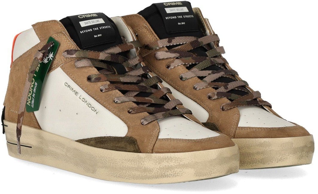 Crime London CRIME LONDON SK8 DELUXE MID AND WHITE SNEAKER Beige