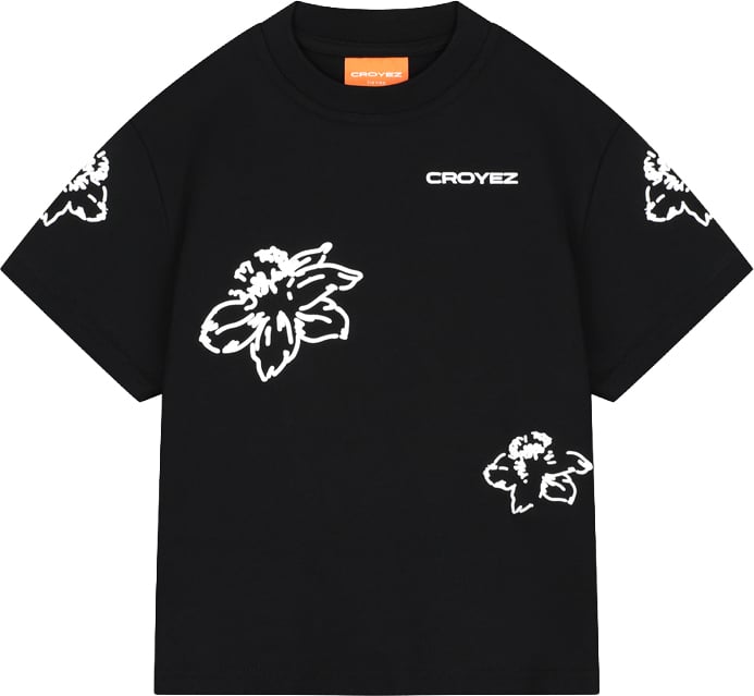 Croyez Croyez Mini Initial Flower T-Shirt Zwart