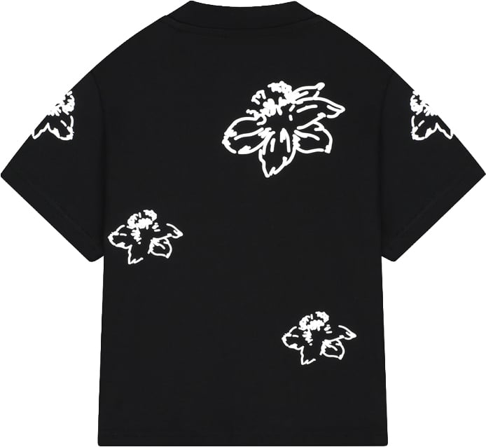 Croyez Croyez Mini Initial Flower T-Shirt Zwart