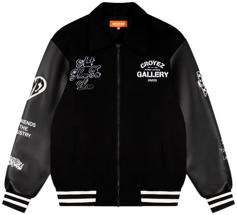 Croyez Croyez Artwork Varsity Jacket Zwart