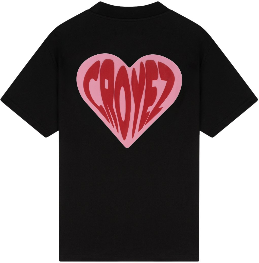 Croyez Croyez Puffed Heart T-Shirt Zwart