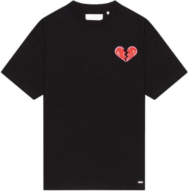 Croyez Croyez Broken Puffed Heart T-Shirt Zwart