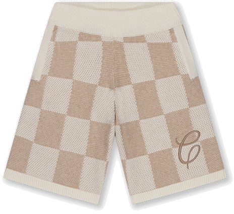 Croyez Croyez Knitted Checkerboard Shorts Wit