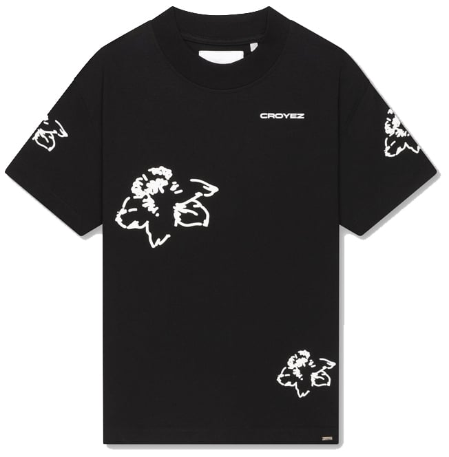 Croyez Croyez Initial Flower T-Shirt Zwart