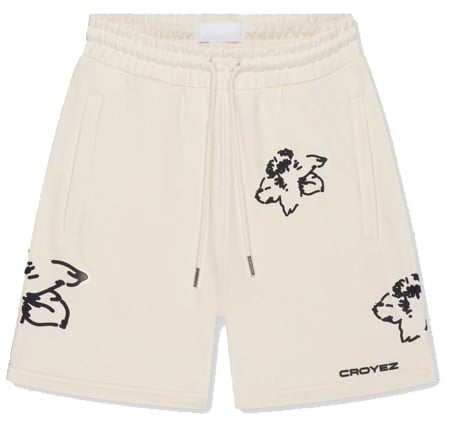 Croyez Croyez Initial Flower Shorts Wit