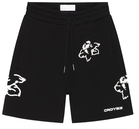 Croyez Croyez Initial Flower Shorts Zwart