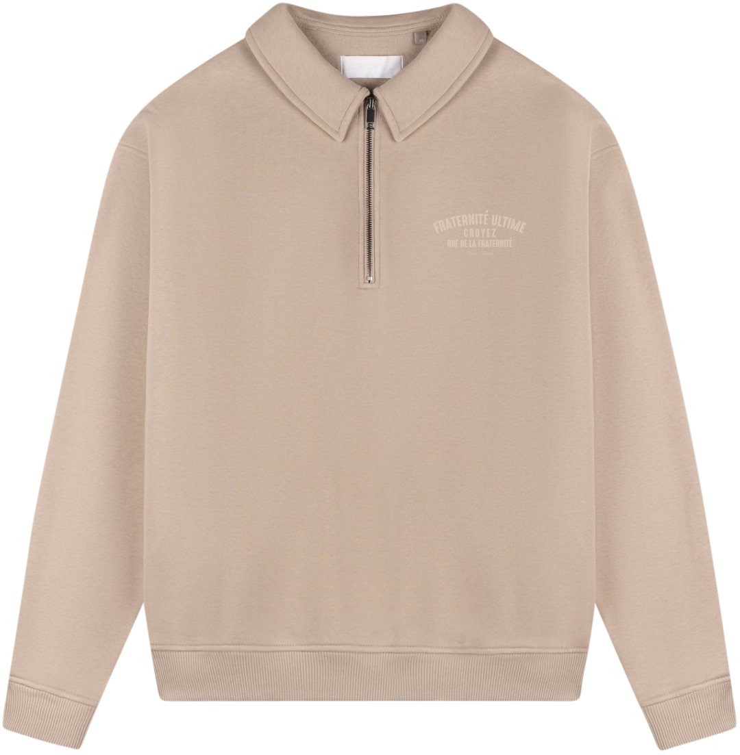 Croyez Croyez Fraternité Half Zip Sweater Beige