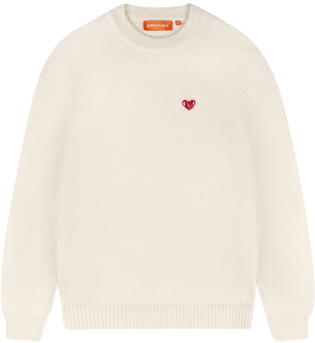 Croyez Croyez Heart Knit Sweater Wit