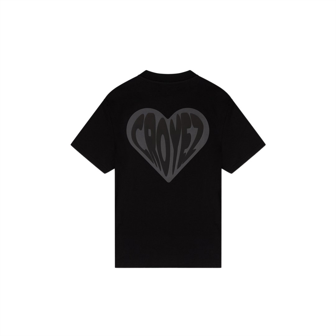 Croyez Croyez Puffed Heart T-Shirt Zwart