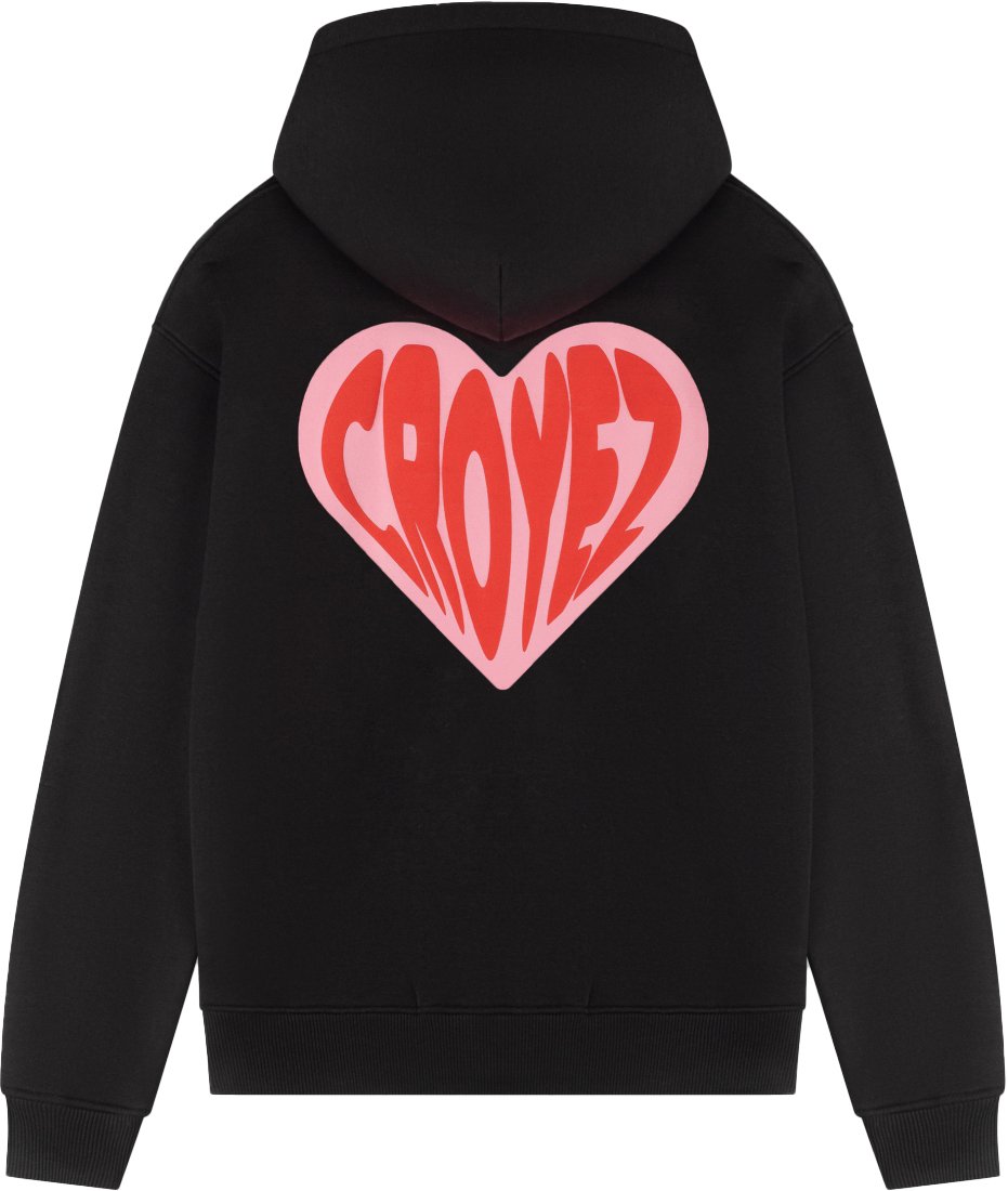 Croyez Croyez Puffed Heart Zip Hoodie Zwart