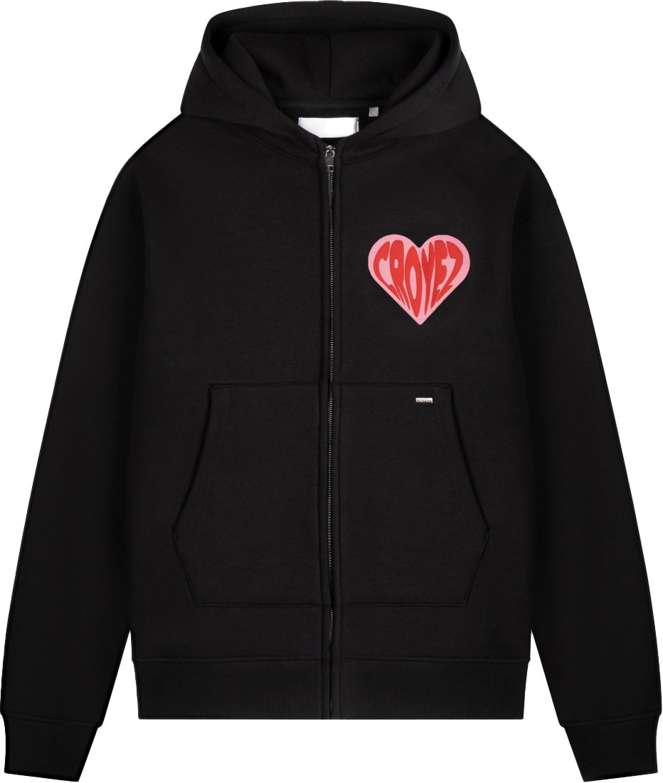Croyez Croyez Puffed Heart Zip Hoodie Zwart