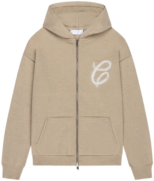 Croyez Croyez Fluffy Essence Knit Zip-Hoodie Beige