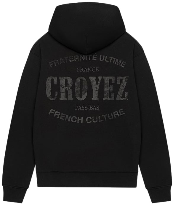 Croyez Croyez Damaged Stamp Zip Hoodie Zwart