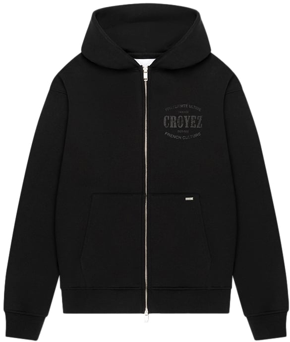 Croyez Croyez Damaged Stamp Zip Hoodie Zwart