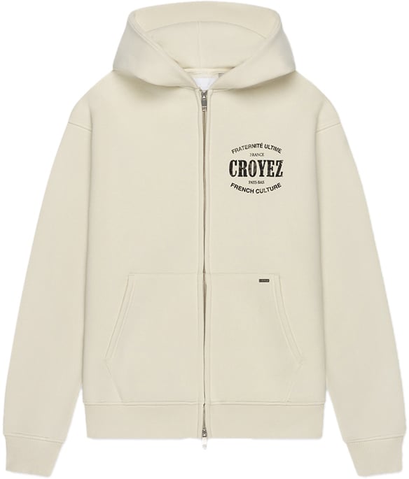 Croyez Croyez Damaged Stamp Zip Hoodie Wit