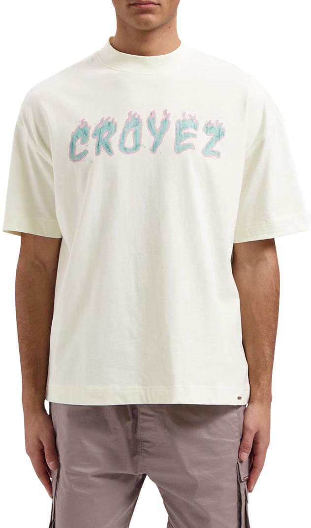 Croyez Croyez Burning Logo T-Shirt Beige