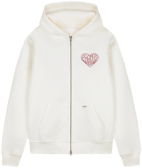 Croyez Croyez Stitched Heart Zip Hoodie Wit