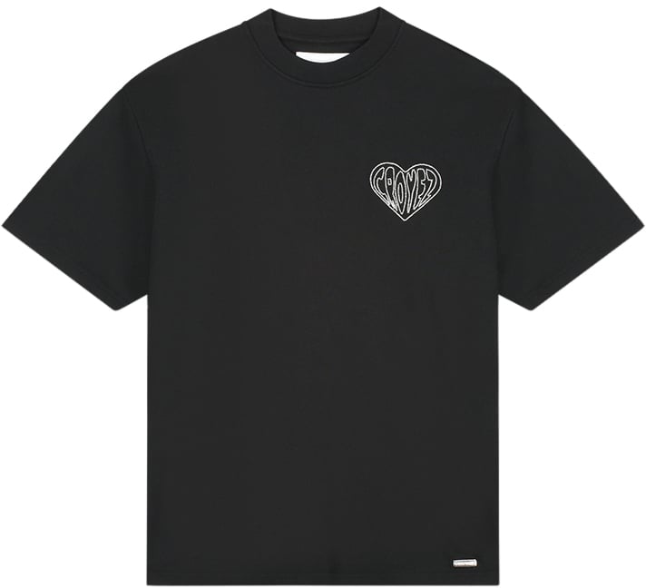 Croyez Croyez Stitched Heart T-Shirt Zwart