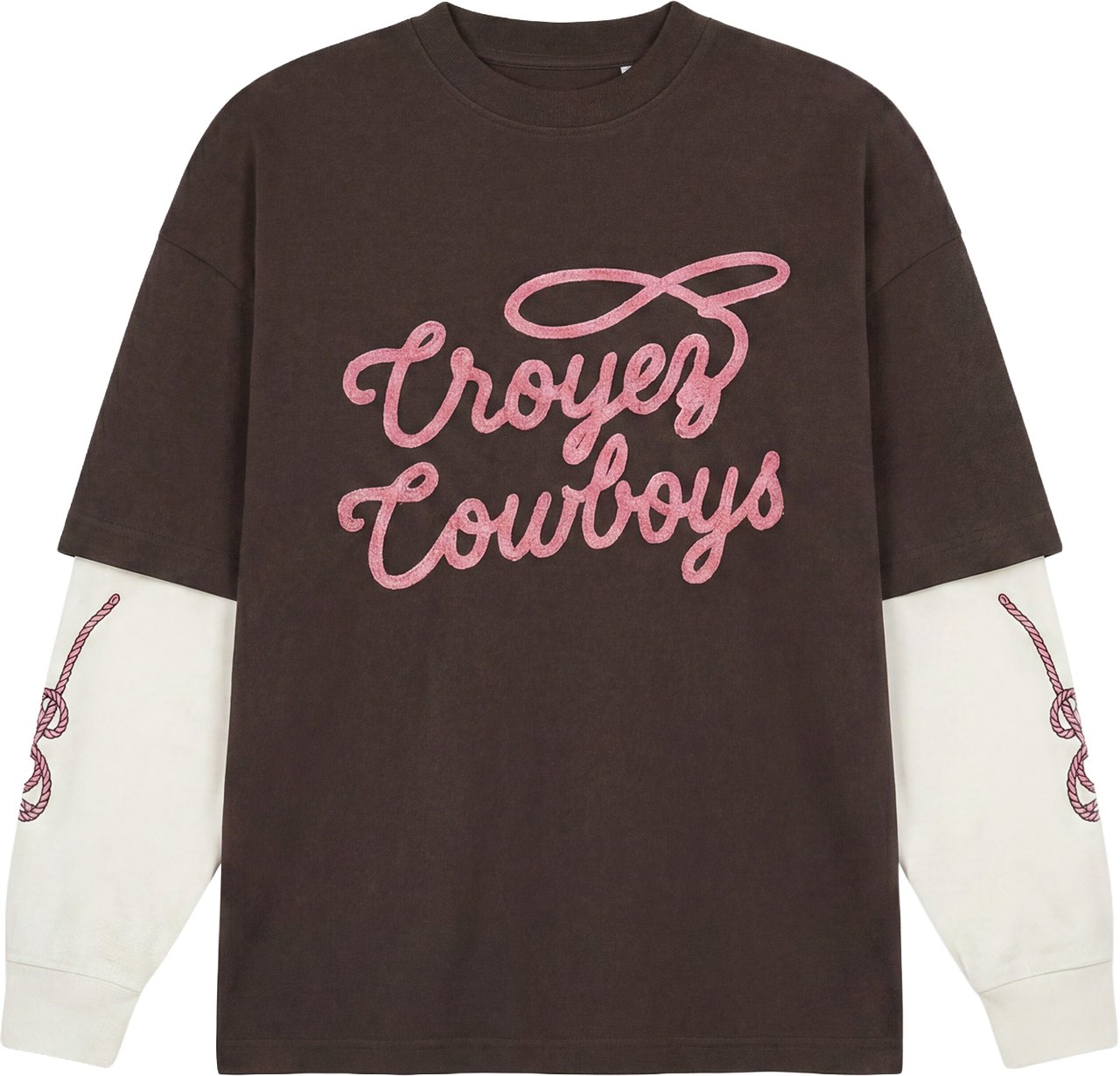 Croyez Cowboys Double Sleeve T-Shirt Bruin