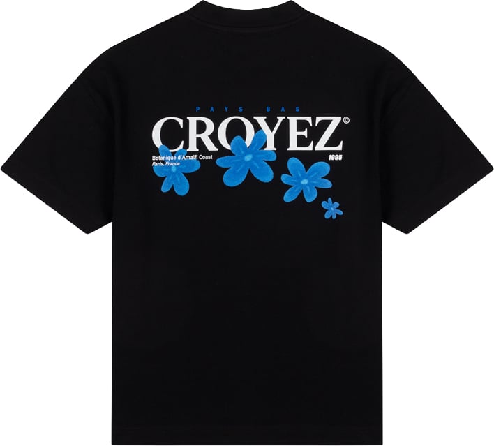 Croyez Botanique T-Shirt CR2-SS25-14 Black/cobalt Zwart