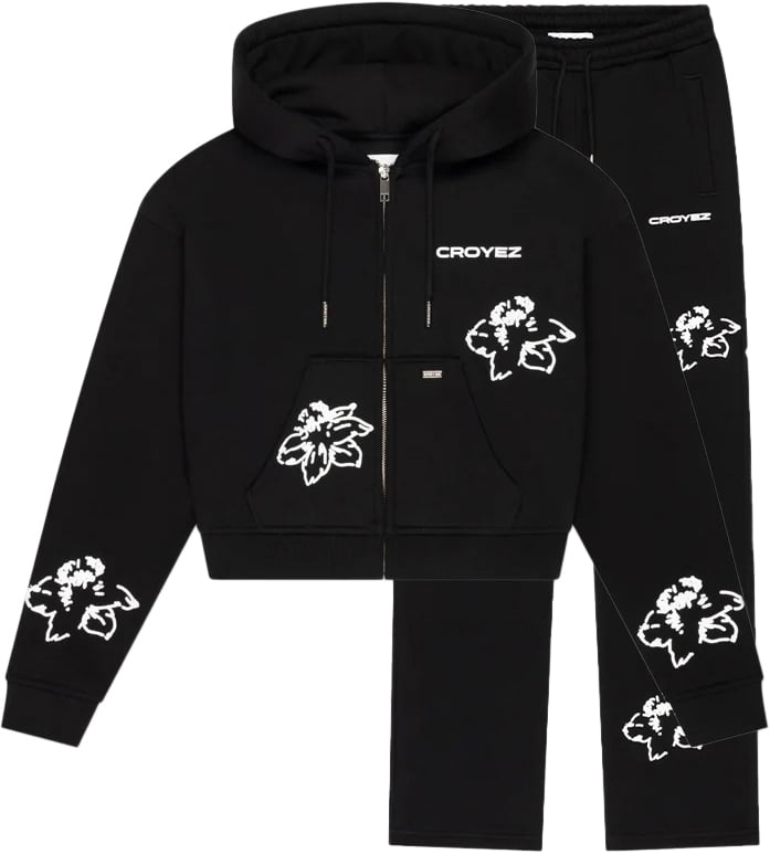 Croyez Croyez Women Initial Flower Tracksuit Zwart