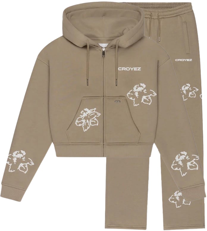 Croyez Croyez Women Initial Flower Tracksuit Beige