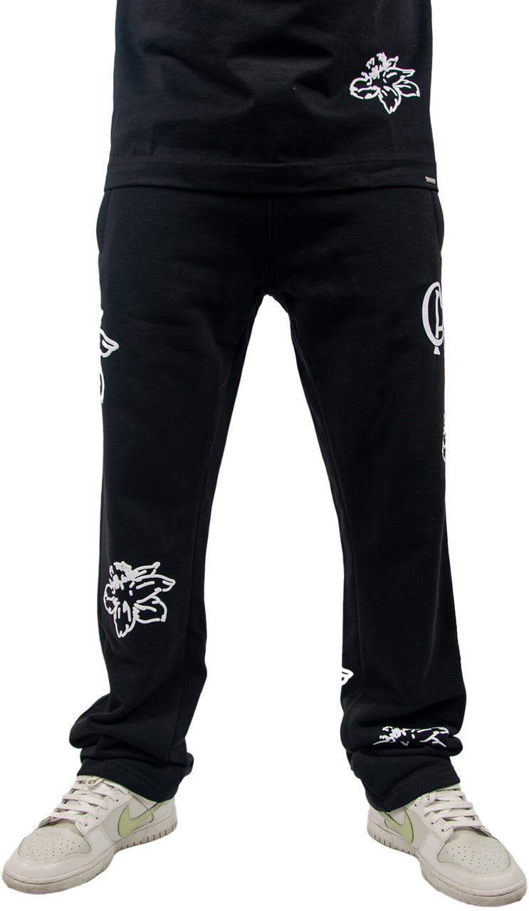 Croyez Straight Leg Flower Sweatpants Zwart