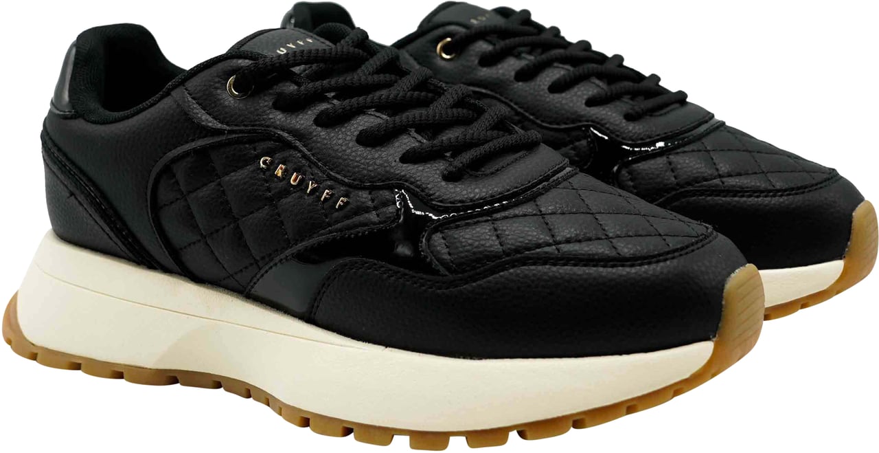 Cruyff Charlotte Runner - Quilted soft leather Sneaker Zwart