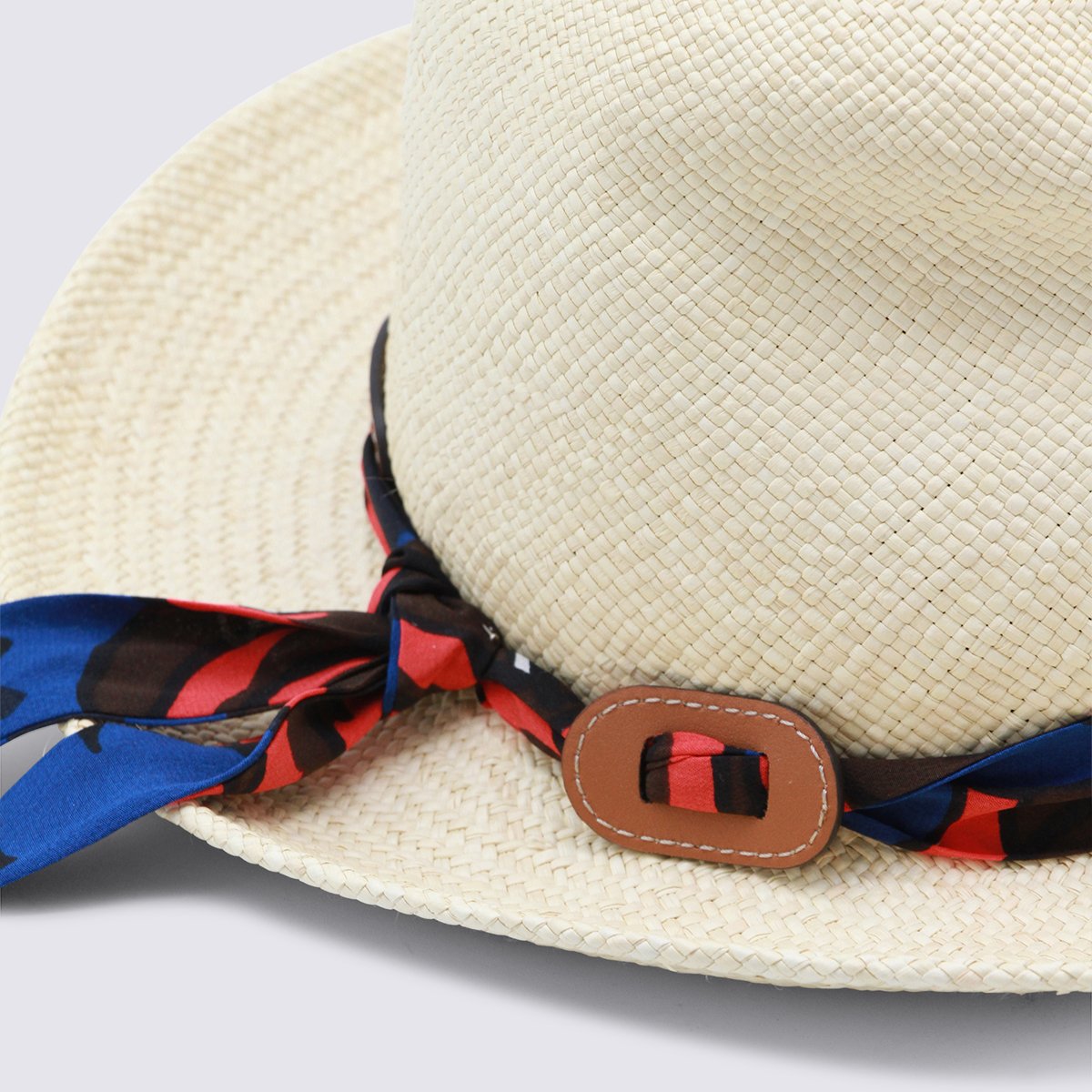 Cuba Lab Wide-Brim Fedora Hat with Colorful Scarf Accent Neutraal