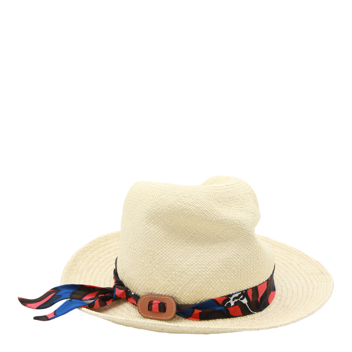 Cuba Lab Wide-Brim Fedora Hat with Colorful Scarf Accent Neutraal