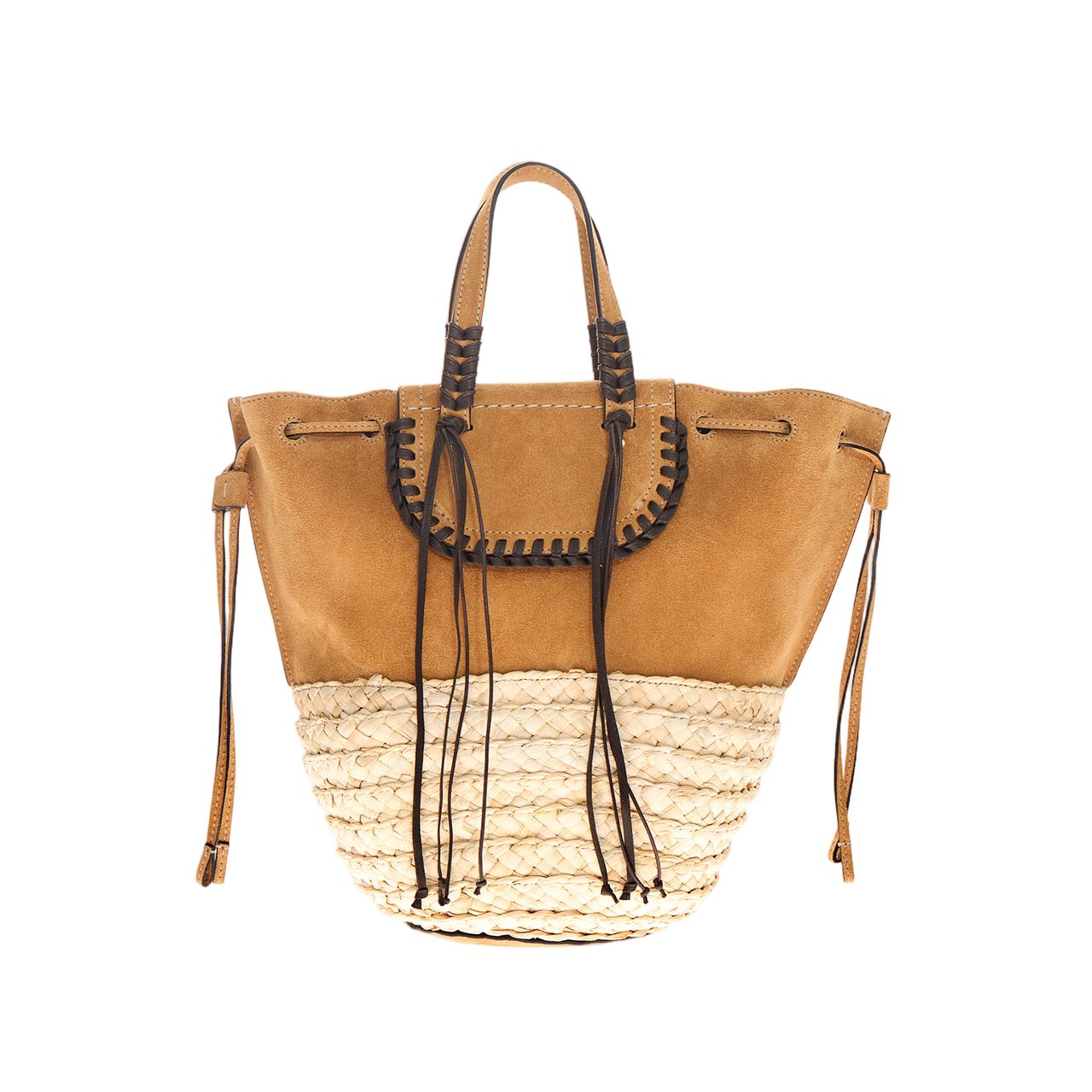 Cuba Lab Suede And Rafia Bolero Bag Neutraal