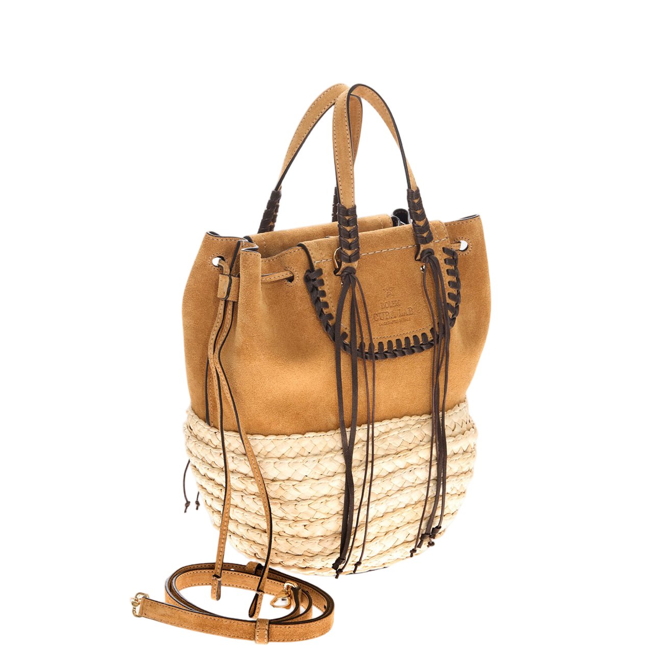 Cuba Lab Suede And Rafia Bolero Bag Neutraal