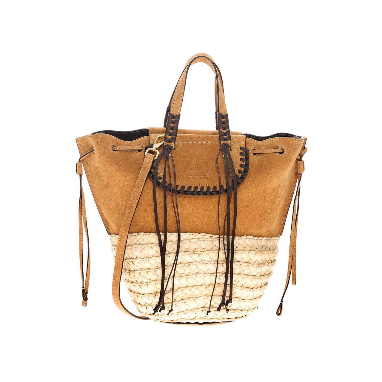 Cuba Lab Suede And Rafia Bolero Bag Neutraal