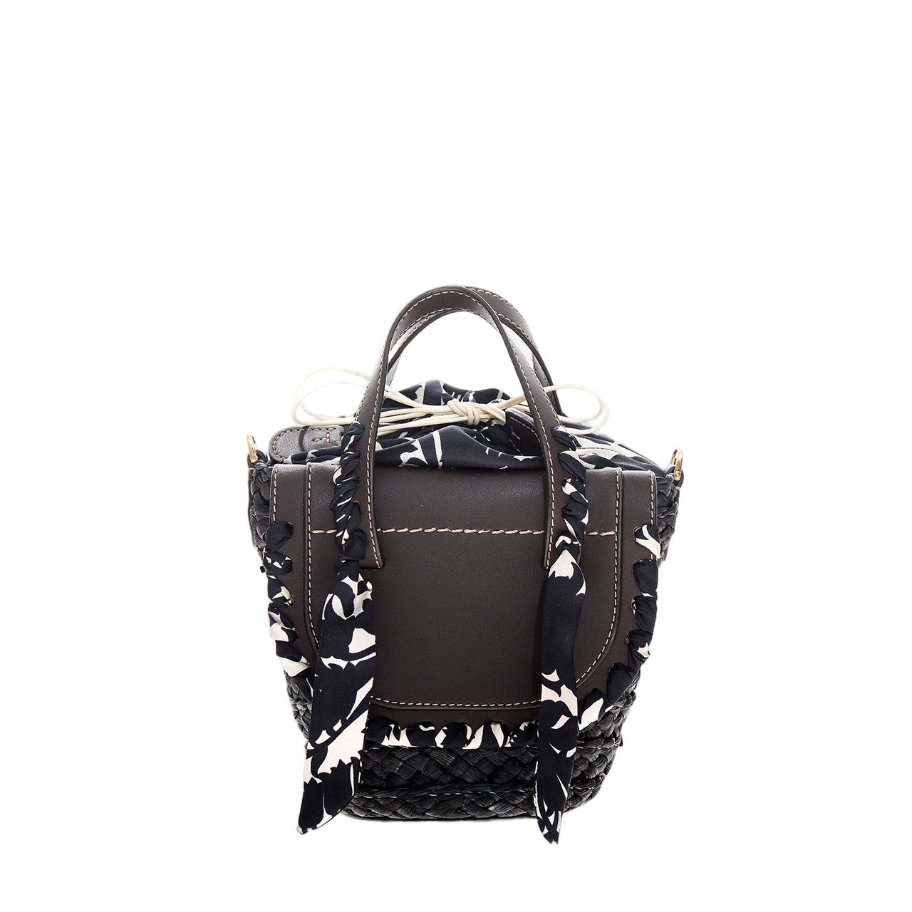 Cuba Lab Habanera Leather And Rafia Bag Bruin