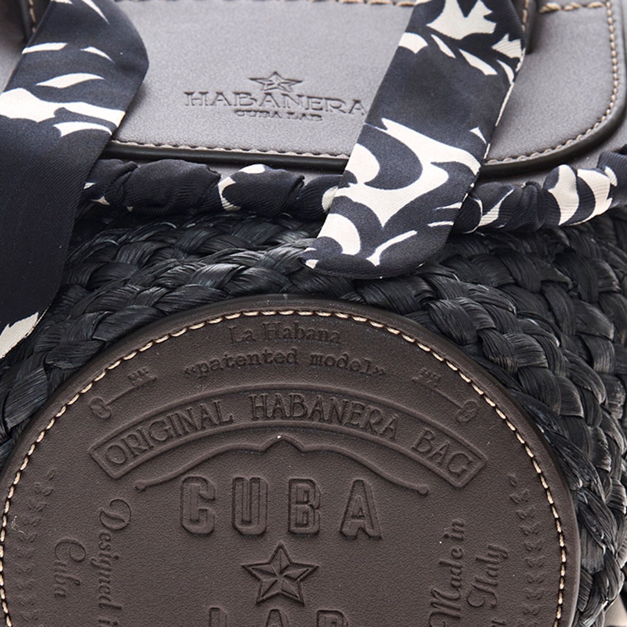 Cuba Lab Habanera Leather And Rafia Bag Bruin