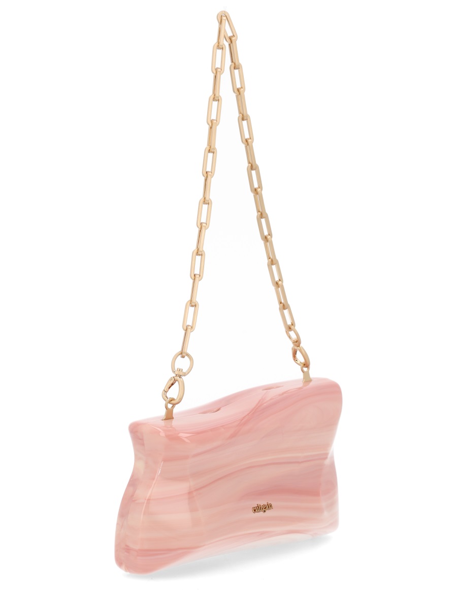 Cult Gaia Malaya Wavy Marbled Acrylic Clutch Roze