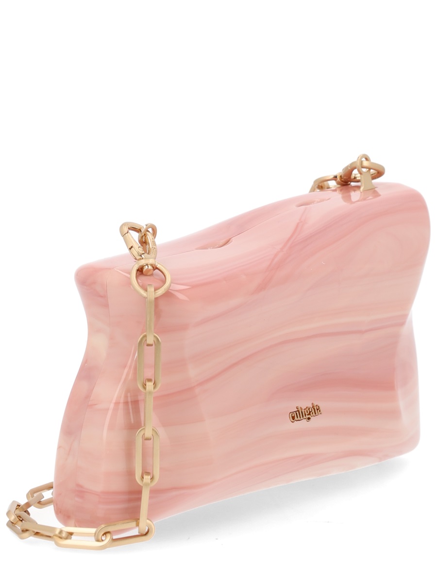 Cult Gaia Malaya Wavy Marbled Acrylic Clutch Roze