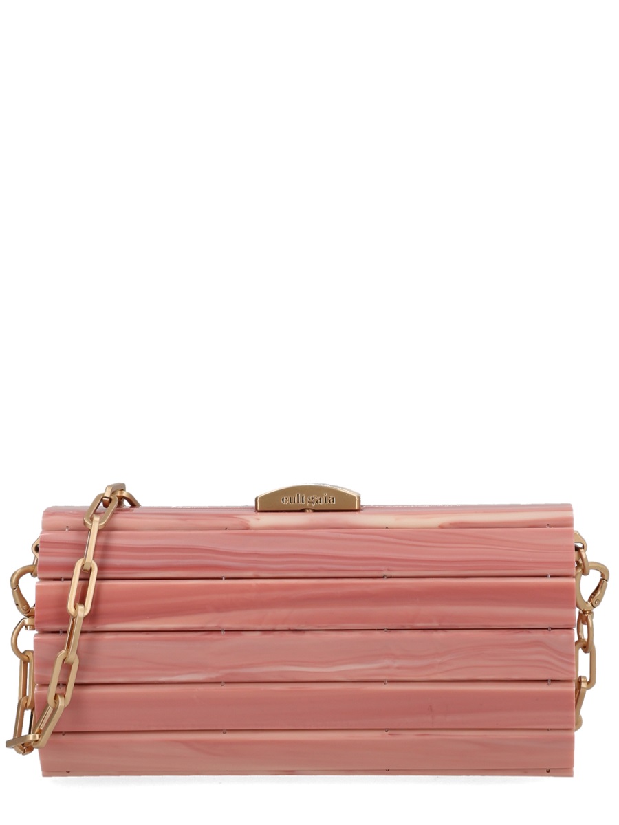 Cult Gaia Cylindrical Ribbed Segmented Acrylic Clutch Bag Bruin